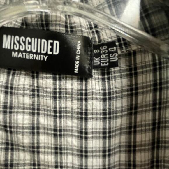Missguided Maternity Plaid Size 4 Dress Ruffle Hem Buttons V-Neck - Picture 4 of 4